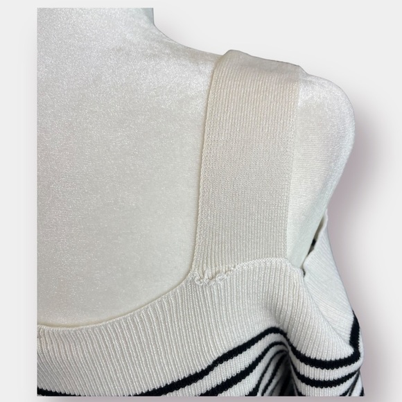 Express Sweater Long Sleeve Off Shoulder Size Large Black White - Picture 7 of 10